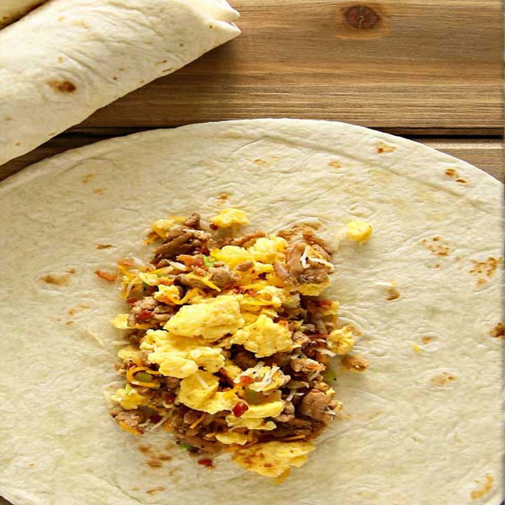 Ingredients for breakfast burritos